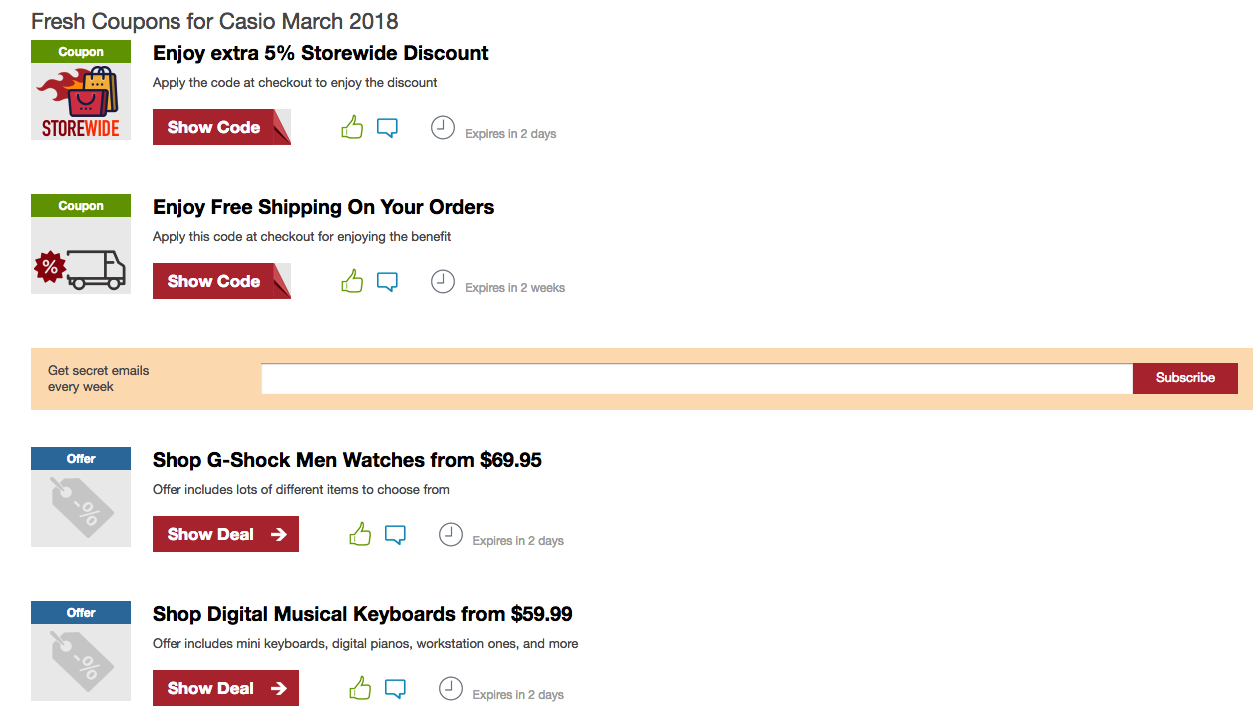 Casio watch best sale coupon code